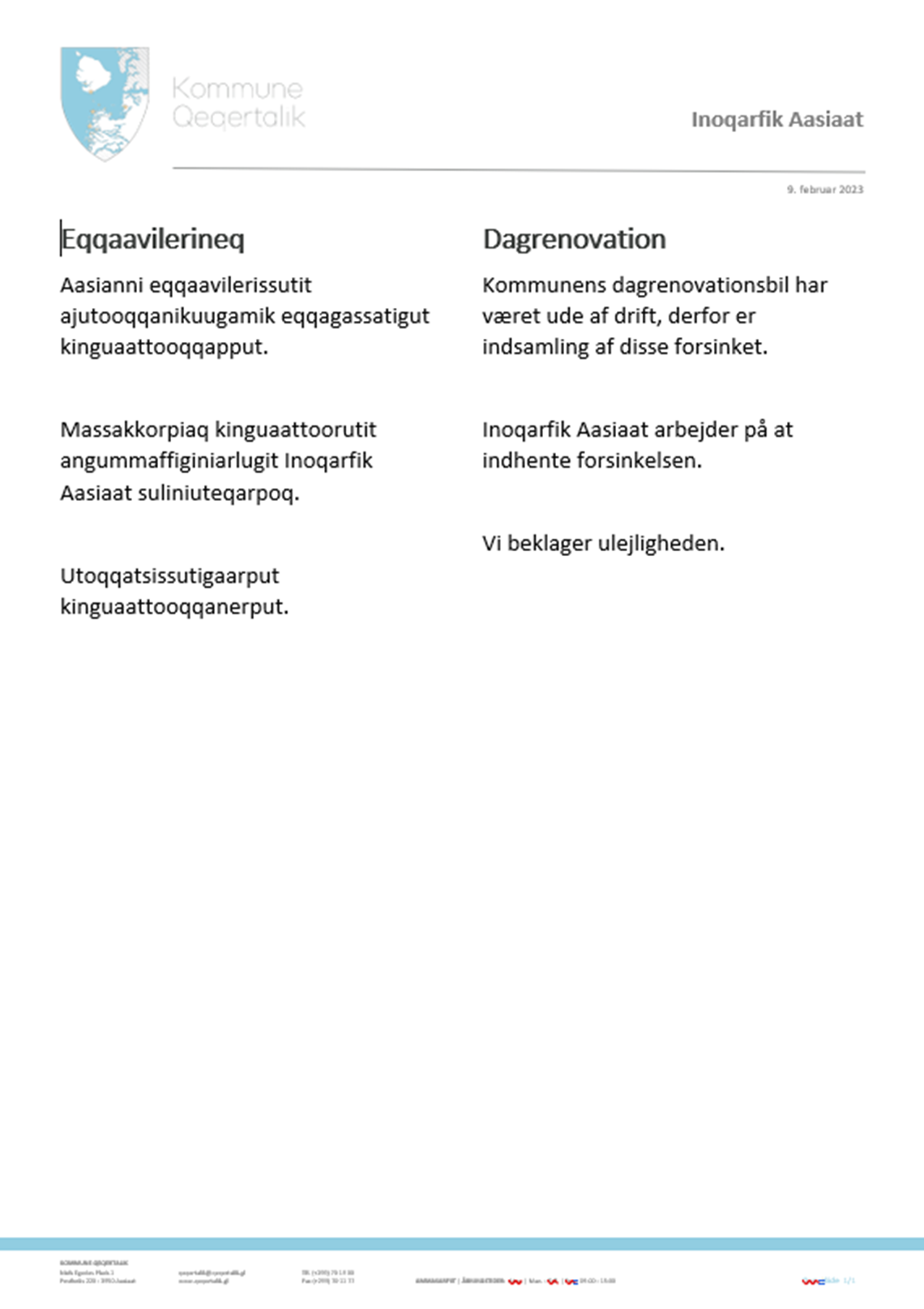 Eqqaavilerineq kinguaattooqqavoq